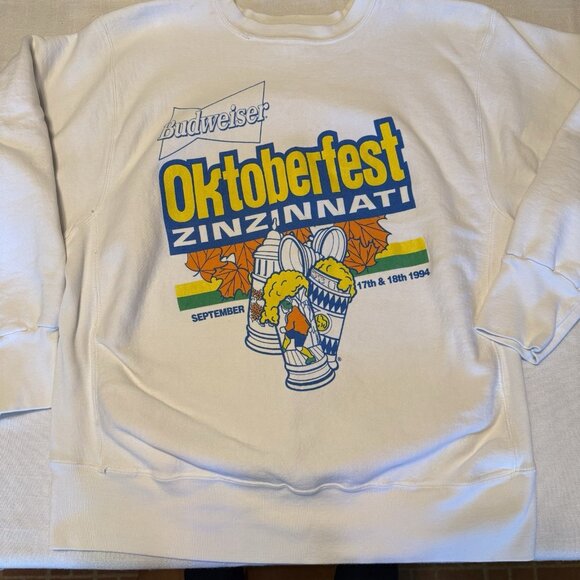 Vintage 90's Budweiser Zinzinnati Oktoberfest Cincinnati Sweatshirt - Genus - L - Picture 1 of 6